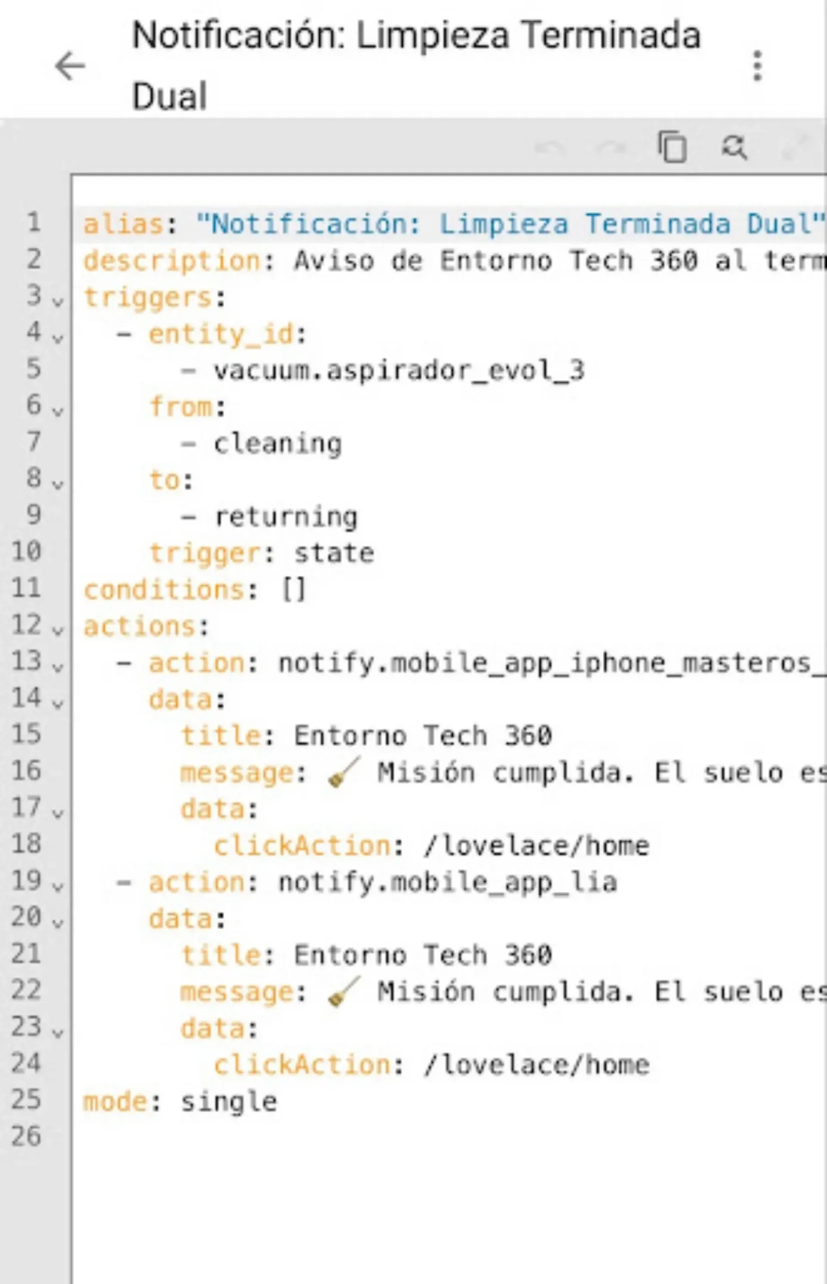 Custom YAML scripting for professional Home Assistant automation and system notifications.
