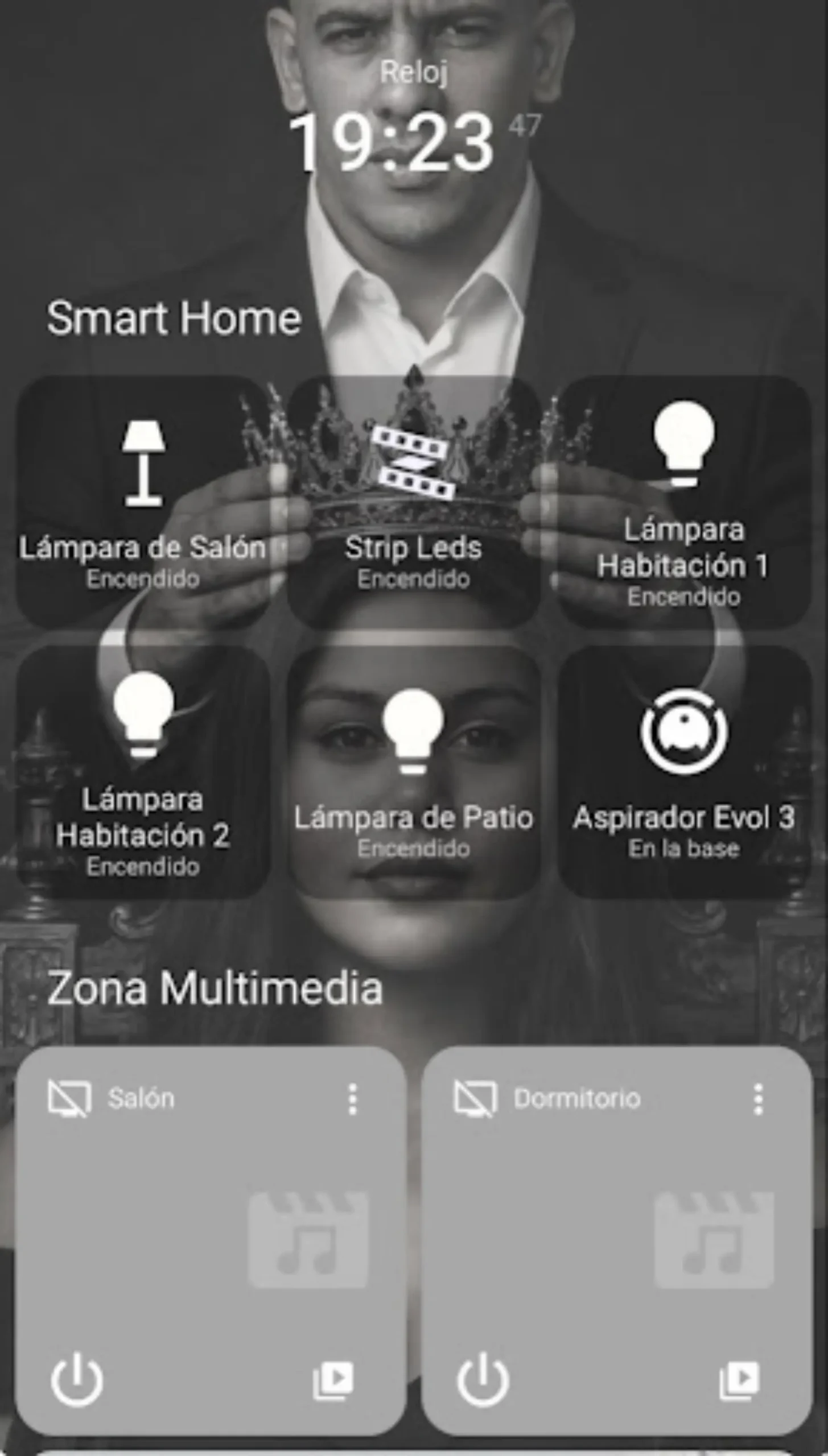 Custom Home Assistant dashboard with personalized smart lighting and climate controls for residential automation.